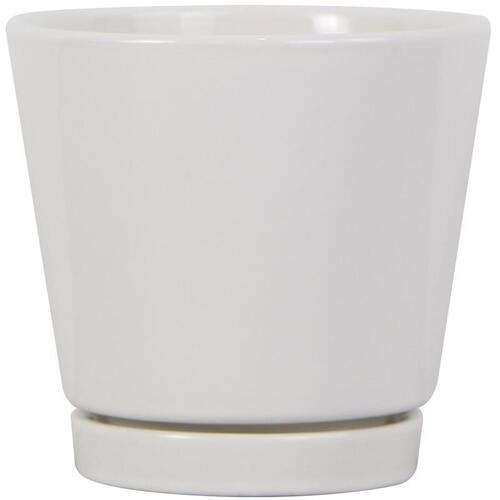Planter 4" H X 4" W X 4" D Ceramic Knack White White