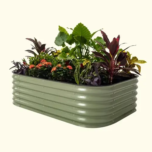 Vego Garden VB6N117G Raised Garden Bed 17" H X 78" W X 24" D Metal Modular Olive Olive