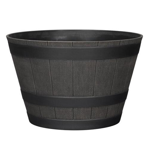 Planter 9" H X 14" D Wood-Resin Whiskey Barrel Brown Brown