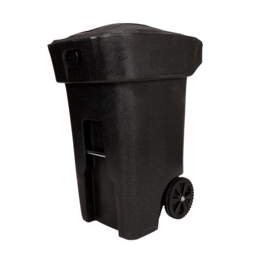 Garbage Can Bear Tough 64 gal Black Polyethylene Wheeled Lid Included Animal Proof/Animal Resi Black