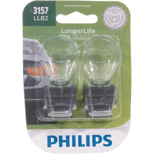 Philips 3157LLB2 Miniature Automotive Bulb LongerLife Incandescent Back-Up/Cornering/Stop/Turn 3157LLB2