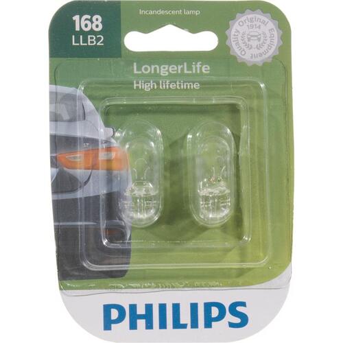 Philips 168LLB2 Miniature Automotive Bulb Incandescent Courtesy/Glove/License/Trunk 168LLB2
