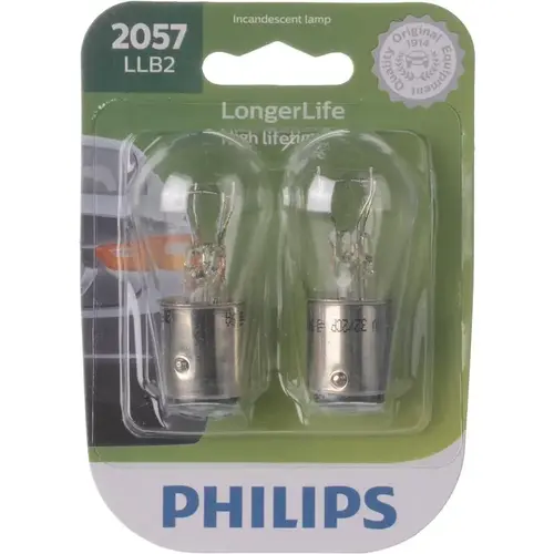 Philips 2057LLB2 Miniature Automotive Bulb LongerLife Incandescent Back-Up/Stop/Trunk 2057LLB2