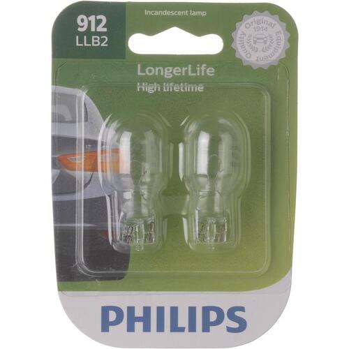 Philips 912LLB2 Miniature Automotive Bulb LongerLife Incandescent Back-Up/Stop/Trunk 912LLB2