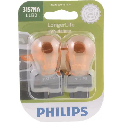 Philips 3157NALLB2 Miniature Automotive Bulb LongerLife Incandescent Parking/Side Marker/Turn 3157NALLB2