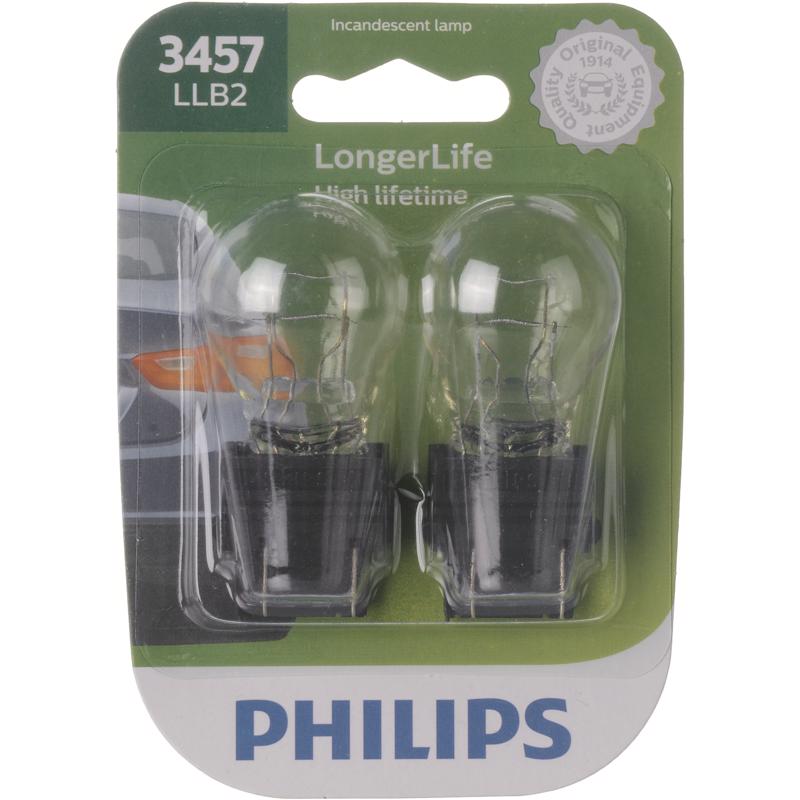 Philips 3457LLB2 Miniature Automotive Bulb LongerLife Incandescent Parking/Side Marker/Turn 3457LLB2