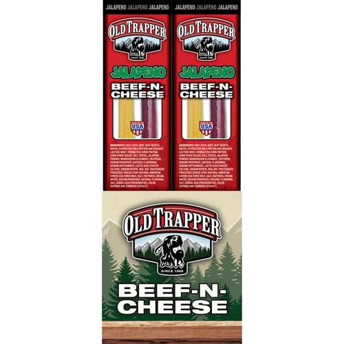Old Trapper 30214T Beef Stick and Cheese Jalapeno 1.3 oz Boxed