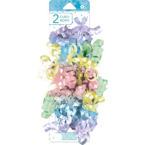 Bows Multi-Color Pastel Curly Multi-Color - pack of 6