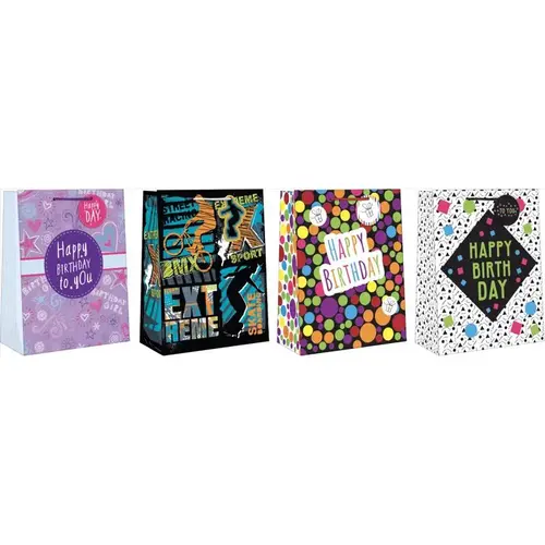 Gift Bag Assorted Large Tween Birthday Assorted - pack of 12