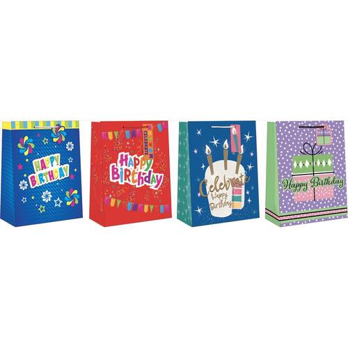 Paper Images EGBT3A-4 Gift Bag Assorted Large Generic Birthday Assorted