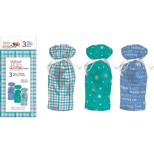 Paper Images E3MBDGB-01-XCP6 Drawstring Gift Bag Assorted All Occasion Assorted - pack of 6