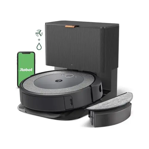 Robotic Vacuum & Mop Bagged Cordless Standard Filter WiFi Connected Black/Gray
