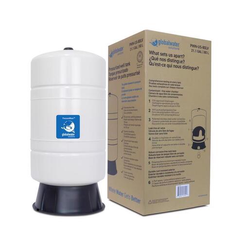 Global Water Solutions PWN-US-80LV Pre-Charged Vertical Pressure Well Tank PressureWave 21.1 gal Almond/Black