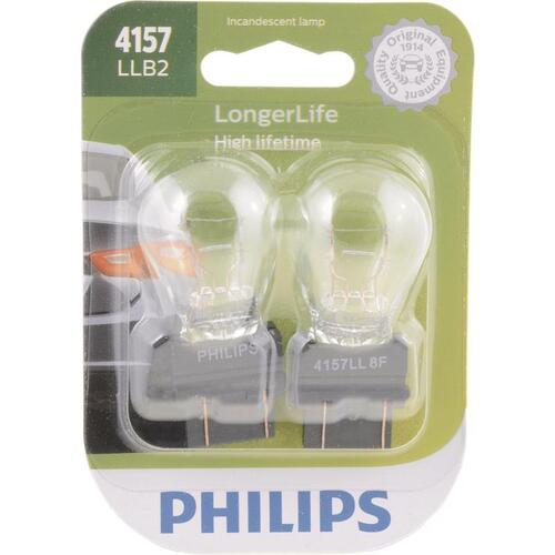 Philips 4157LLB2 Miniature Automotive Bulb LongerLife Incandescent Parking/Stop/Tail/Turn 4157LLB2