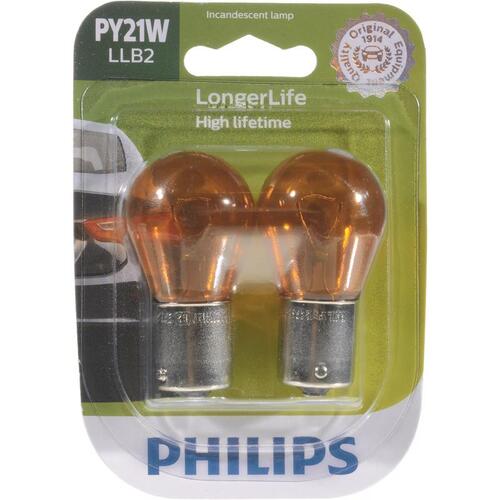 Philips PY21WLLB2 Miniature Automotive Bulb LongerLife Incandescent Back-Up/Cornering/Stop/Turn PY21WLLB2