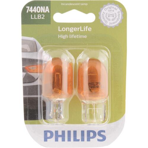 Philips 7440NALLB2 Miniature Automotive Bulb LongerLife Incandescent Marker/Turn/Utility 7440NALLB2