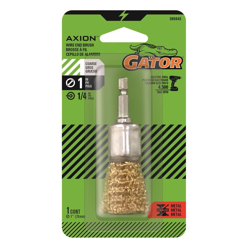 GATOR 389845 End Brush 1" Coarse Crimped Brass Coated Steel 4500 rpm