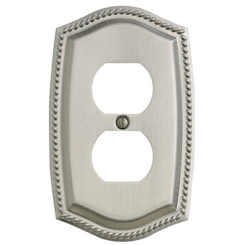 Single Outlet Rope Switch Plate Satin Nickel Finish