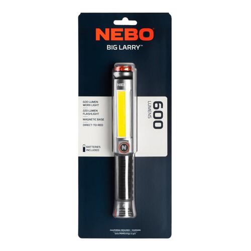 Work Light Flashlight Big Larry 600 lm Black/Gray LED AA Battery Black/Gray