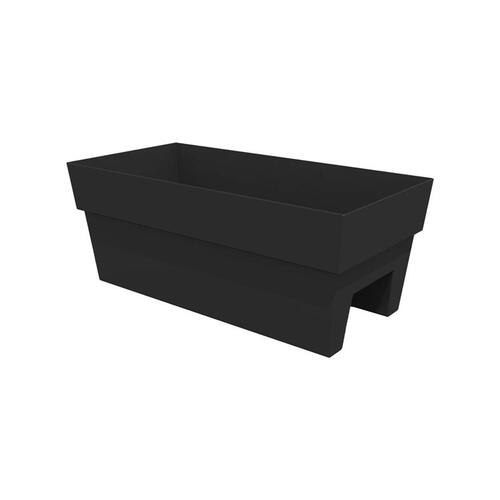 Bloem FDR2400 Deck Rail Planter Finley 9.5" H X 11.74" W X 24" D Plastic Black Black