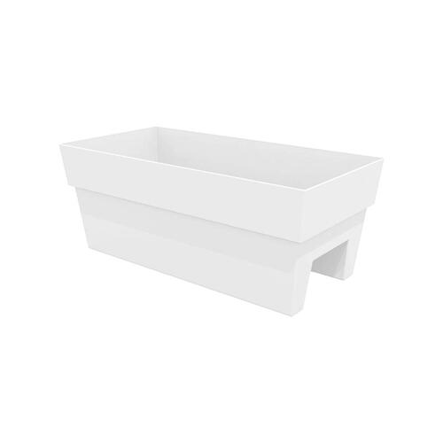 Deck Rail Planter Finley 9.5" H X 11.74" W X 24" D Plastic White White