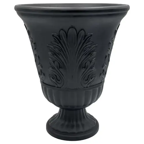 Urn Planter 19" H X 16" D Plastic Larissa Black Black