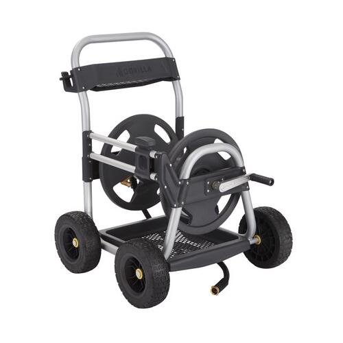 Hose Reel Cart Gorilla 250 ft. Black/Gray Wheeled Black/Gray