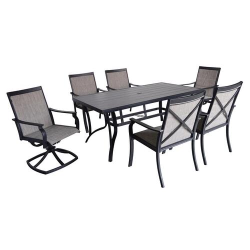 Dining Set Clark 7 pc Black Steel Casual Beige