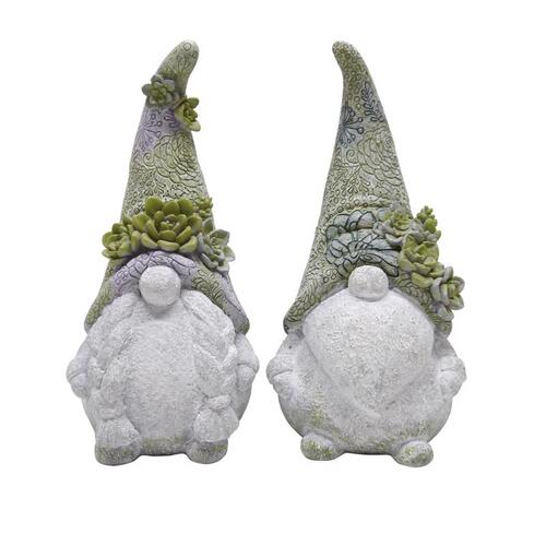 Meadow Creek ZAC84G4129 Garden Statue Polyresin Multi-color 14" Mr and Mrs Gnome Multi-color