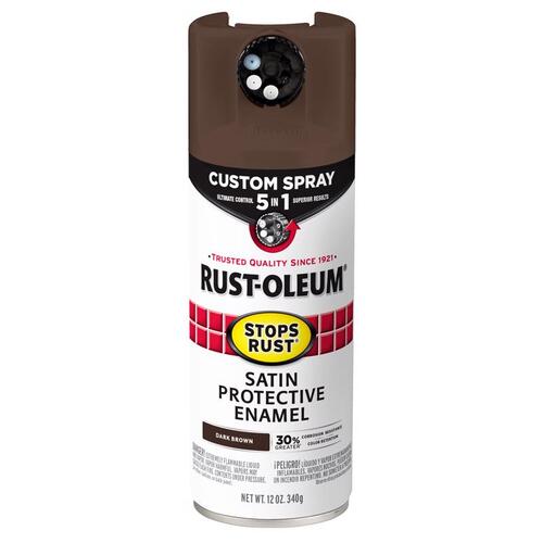 Spray Paint Stops Rust Indoor and Outdoor Satin Brown Oil Modified Alkyd 12 oz Brown