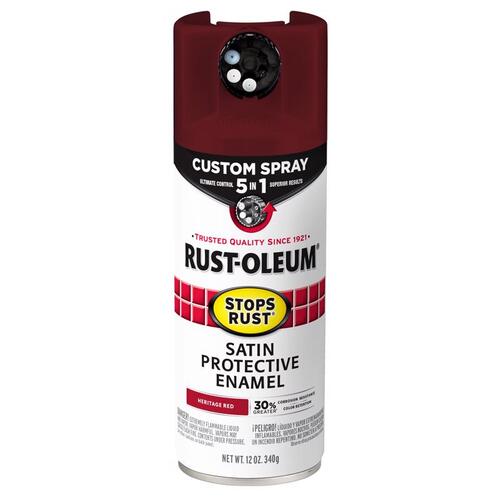 Spray Paint Stops Rust Indoor and Outdoor Satin Red Oil Modified Alkyd 12 oz Red