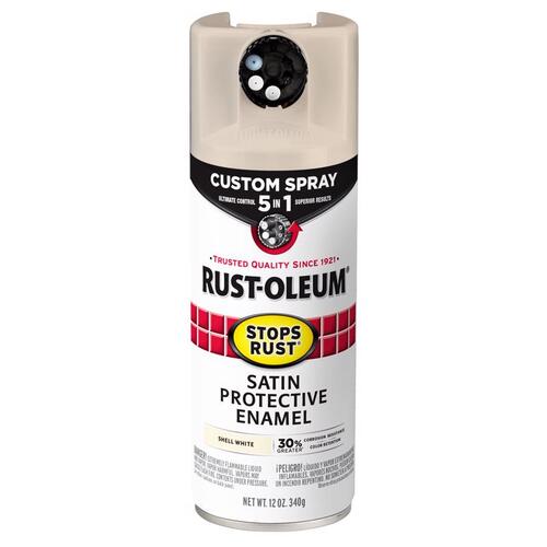 Spray Paint Stops Rust Indoor and Outdoor Satin White Oil Modified Alkyd 12 oz White