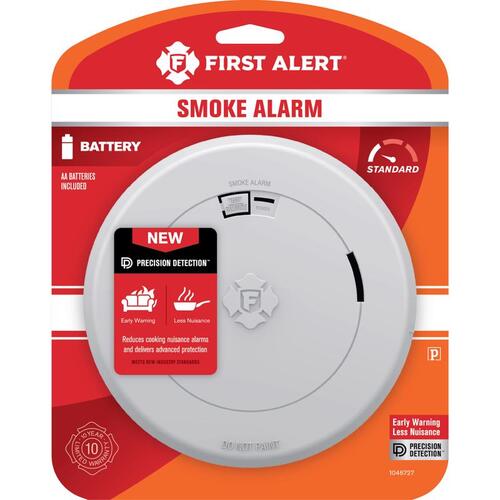 Photoelectric Smoke Alarm, Slim Profile, AA Battery