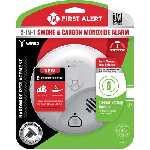 Smoke and Carbon Monoxide Detector 10 Year Back Up Hard-Wired w/Battery Back-Up Ionization Smoke and Carbon Monoxide Detect