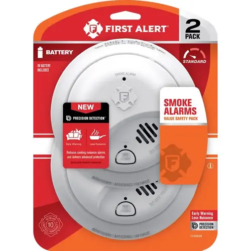 First Alert 1046828 Smoke Detector 2 Pack Battery-Powered Ionization Pair