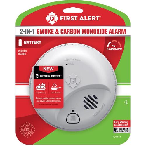 Smoke and Carbon Monoxide Detector Battery-Powered Ionization