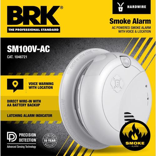 Smoke Detector Voice and Locatio Hard-Wired w/Battery Back-up Photoelectric