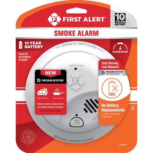 First Alert 1046856 Smoke Detector 10 Year Battery-Powered Ionization