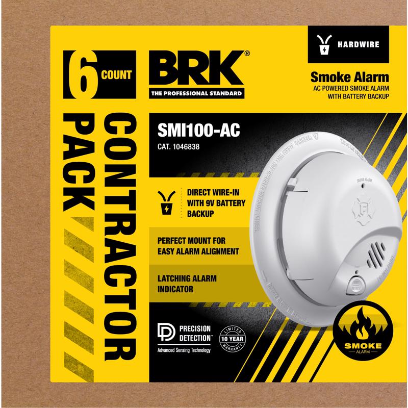 BRK 1046838 Smoke Detector 6 PK Hard-Wired w/Battery Back-up Ionization