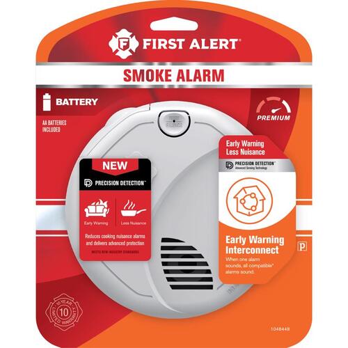 First Alert 1048448 Smoke Detector Wireless Interconnect Battery-Powered Photoelectric