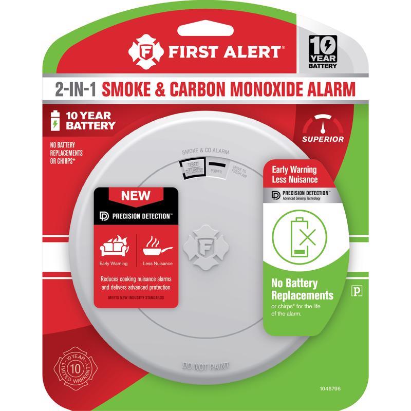 First Alert 1046796 Smoke and Carbon Monoxide Detector Slim Battery-Powered Photoelectric White