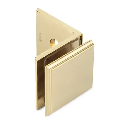 Symphony 90 degree Wall-Glass Clamp with Leg - Polished Brass PVD