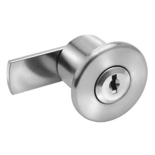 Glass Door Lock - For Bonding - Right Hand Use - Includes 2 Keys - Universal Key - Brushed Stainless