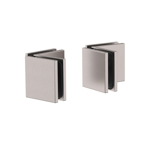 Juna 90 degree Glass-Glass Clamp - Brushed Stainless Steel Look (Set of 2)