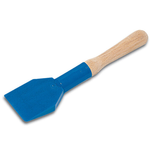 Glazing shovel,plastic blue, 66 mm wide, with wooden handle