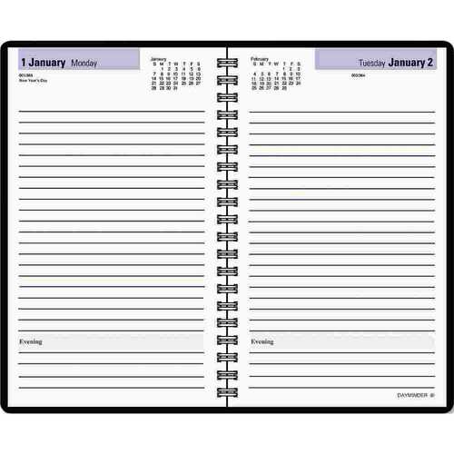 DAILY APPOINTMENT BOOK, NO APPOINTMENT TIMES, 4-7/8 X 8, BLACK