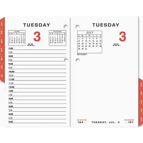 AT-A-GLANCE 10129798 TWO-COLOR DAILY DESK CALENDAR REFILL W/MONTHLY TABS, 3-1/2W X 6H