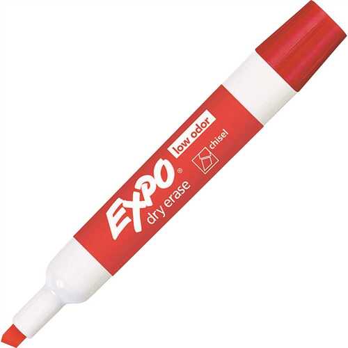 EXPO SAN80002 12 Low Odor Dry Erase Markers Chisel Tip in Red