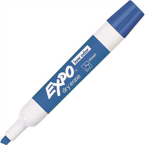 12 Low Odor Dry Erase Markers Chisel Tip in Blue