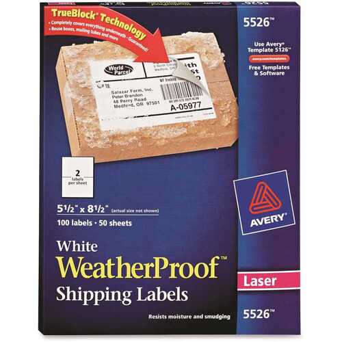 5-1/2 in. x 8-1/2 in. White Weatherproof Laser Shipping Labels